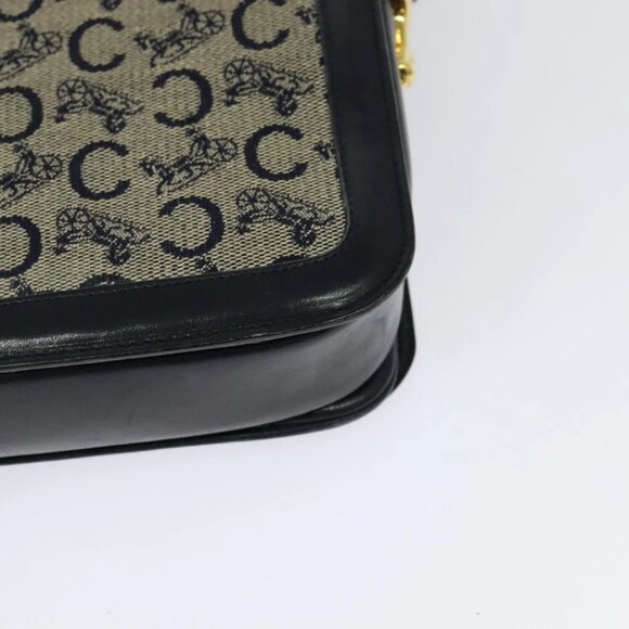 CELINE C Sulky Shoulder Bag Canvas Navy Gold - Picture 8 of 16
